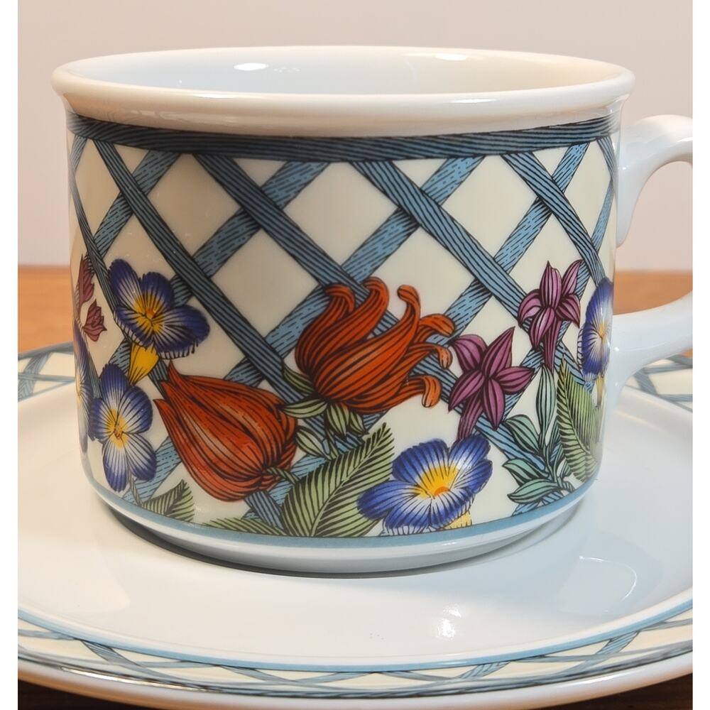 Dansk Nordic Garden Floral Lattice Portugal Cup and Saucer Set - Picture 2 of 11